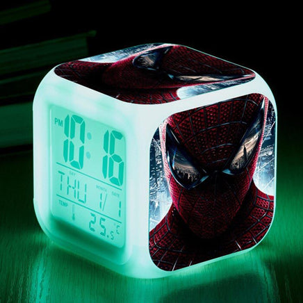 Spiderman Alarm Clock For Kids Bedroom Digital LED 7 Changed Night Light Thermometer Spiderman - Lusy Store