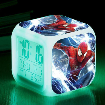 Spiderman Alarm Clock For Kids Bedroom Digital LED 7 Changed Night Light Thermometer Spiderman - Lusy Store