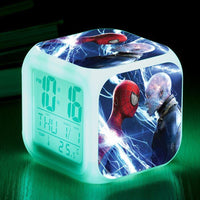 Spiderman Alarm Clock For Kids Bedroom Digital LED 7 Changed Night Light Thermometer Spiderman - Lusy Store