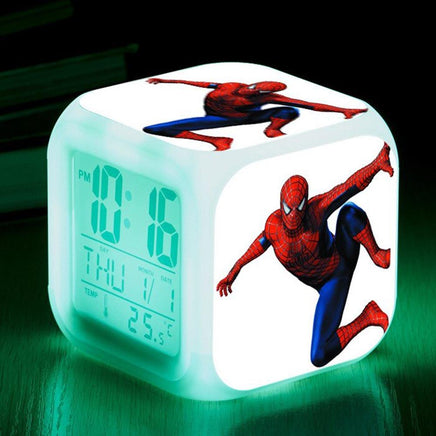 Spiderman Alarm Clock For Kids Bedroom Digital LED 7 Changed Night Light Thermometer Spiderman - Lusy Store