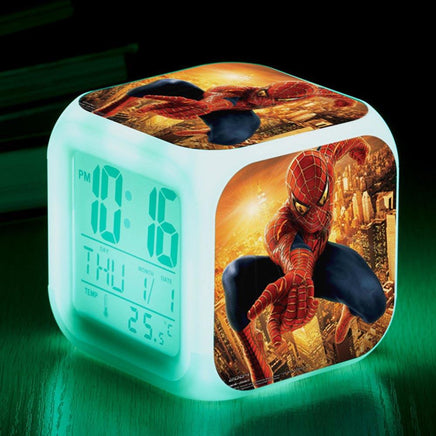 Spiderman Alarm Clock For Kids Bedroom Digital LED 7 Changed Night Light Thermometer Spiderman - Lusy Store