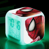 Spiderman Alarm Clock For Kids Bedroom Digital LED 7 Changed Night Light Thermometer Spiderman - Lusy Store