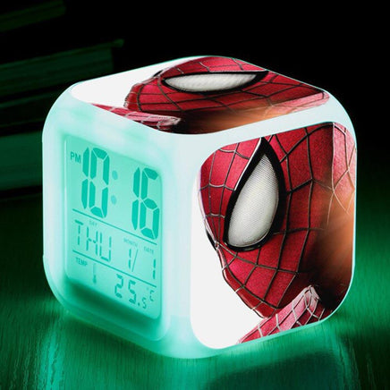 Spiderman Alarm Clock For Kids Bedroom Digital LED 7 Changed Night Light Thermometer Spiderman - Lusy Store