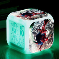 Spiderman Alarm Clock For Kids Bedroom Digital LED 7 Changed Night Light Thermometer Spiderman - Lusy Store