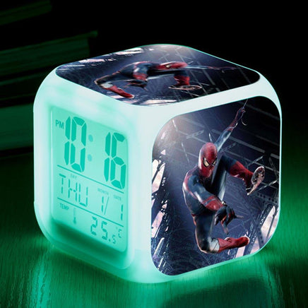 Spiderman Alarm Clock For Kids Bedroom Digital LED 7 Changed Night Light Thermometer Spiderman T01 - Lusy Store