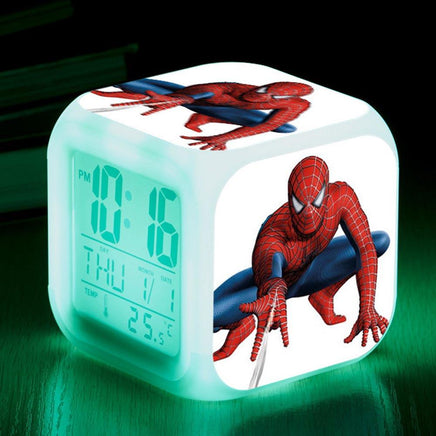 Spiderman Alarm Clock For Kids Bedroom Digital LED 7 Changed Night Light Thermometer Spiderman T02 - Lusy Store