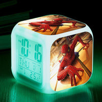 Spiderman Alarm Clock For Kids Bedroom Digital LED 7 Changed Night Light Thermometer Spiderman T02 - Lusy Store