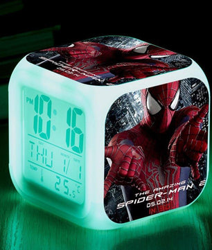 Spiderman Alarm Clock For Kids Bedroom Digital LED 7 Changed Night Light Thermometer Spiderman T02 - Lusy Store