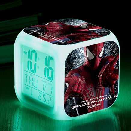 Spiderman Alarm Clock For Kids Bedroom Digital LED 7 Changed Night Light Thermometer Spiderman T02 - Lusy Store