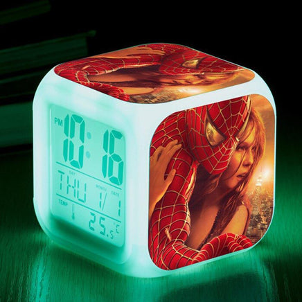 Spiderman Alarm Clock For Kids Bedroom Digital LED 7 Changed Night Light Thermometer Spiderman T02 - Lusy Store