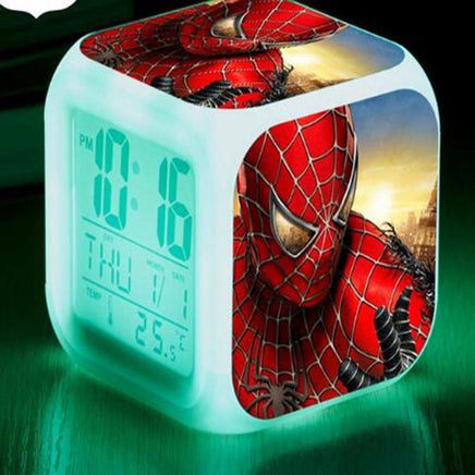 Spiderman Alarm Clock For Kids Changing Spider Man 7 Colors LED Alarm Clock Lovely - Lusy Store