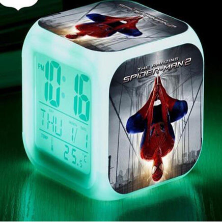 Spiderman Alarm Clock For Kids Changing Spider Man 7 Colors LED Alarm Clock Lovely - Lusy Store