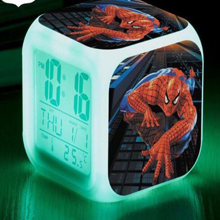 Spiderman Alarm Clock For Kids Changing Spider Man 7 Colors LED Alarm Clock Lovely - Lusy Store