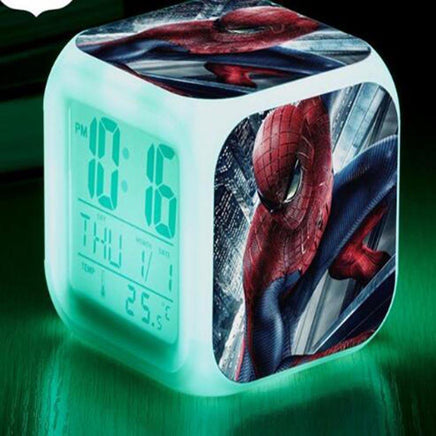 Spiderman Alarm Clock For Kids Changing Spider Man 7 Colors LED Alarm Clock Lovely - Lusy Store