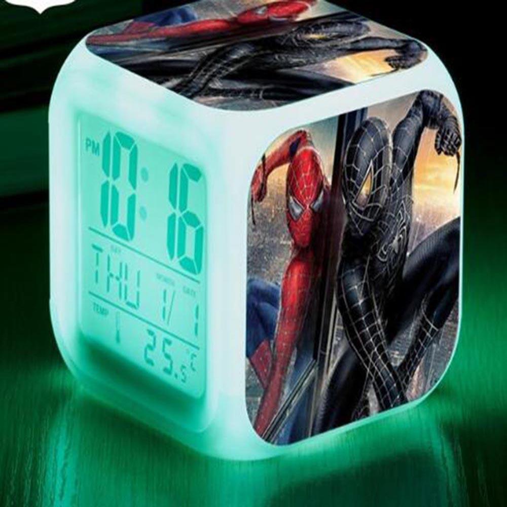 Spiderman Alarm Clock For Kids Changing Spider Man 7 Colors LED Alarm Clock Lovely B102 - Lusy Store