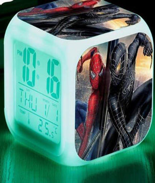 Spiderman Alarm Clock For Kids Changing Spider Man 7 Colors LED Alarm Clock Lovely B102 - Lusy Store