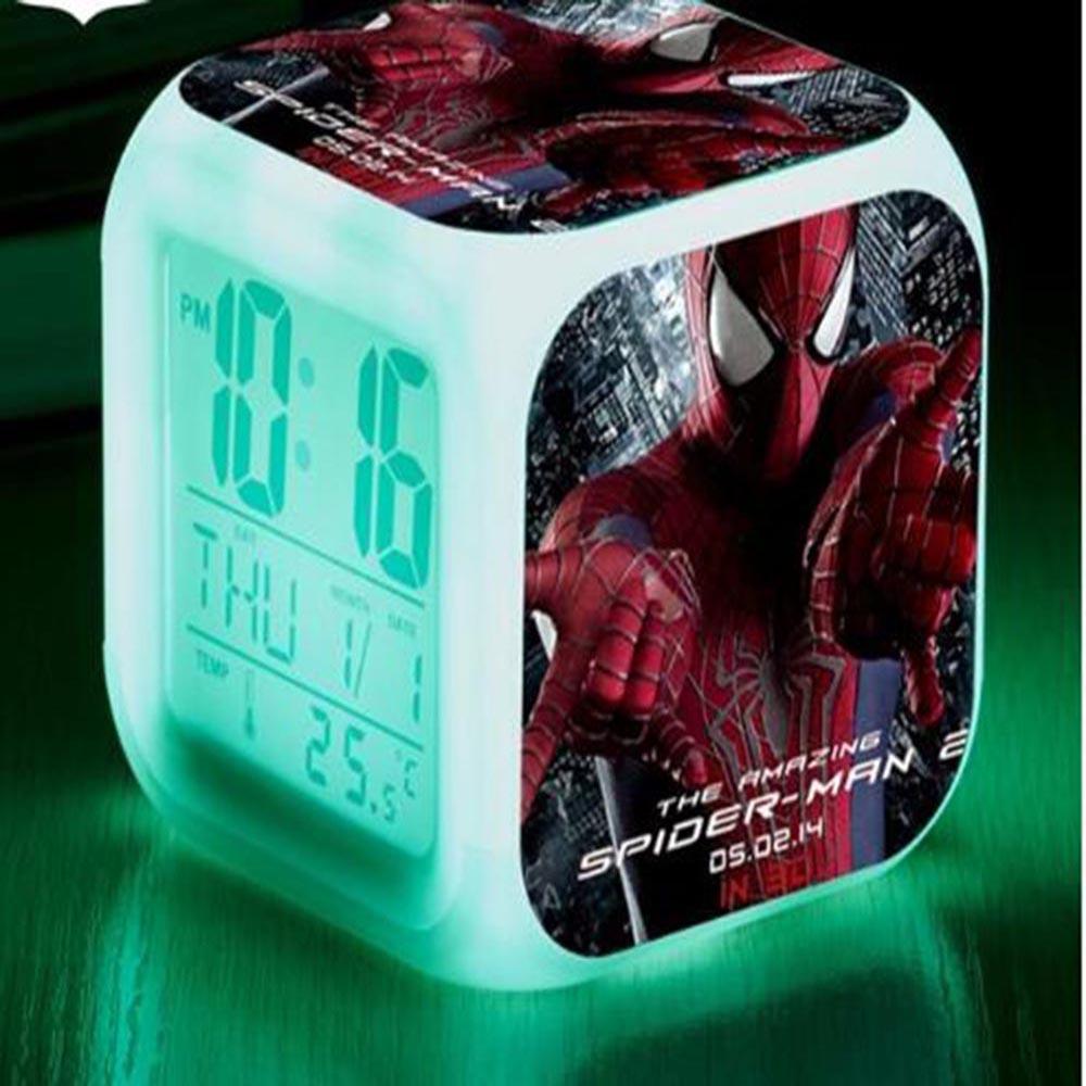 Spiderman Alarm Clock For Kids Changing Spider Man 7 Colors LED Alarm Clock Lovely B102 - Lusy Store