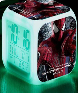 Spiderman Alarm Clock For Kids Changing Spider Man 7 Colors LED Alarm Clock Lovely B102 - Lusy Store