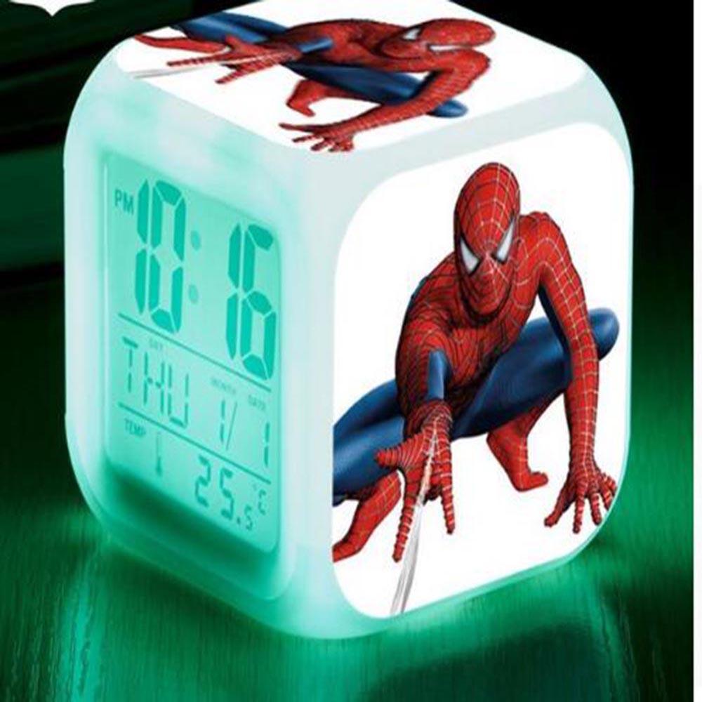 Spiderman Alarm Clock For Kids Changing Spider Man 7 Colors LED Alarm Clock Lovely B102 - Lusy Store