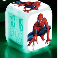 Spiderman Alarm Clock For Kids Changing Spider Man 7 Colors LED Alarm Clock Lovely B102 White Red 8cm x 8cm x 8cm