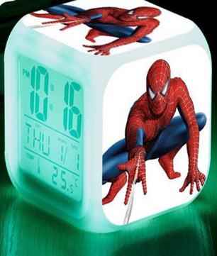 Spiderman Alarm Clock For Kids Changing Spider Man 7 Colors LED Alarm Clock Lovely B102 - Lusy Store