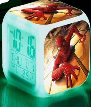Spiderman Alarm Clock For Kids Changing Spider Man 7 Colors LED Alarm Clock Lovely B102 - Lusy Store