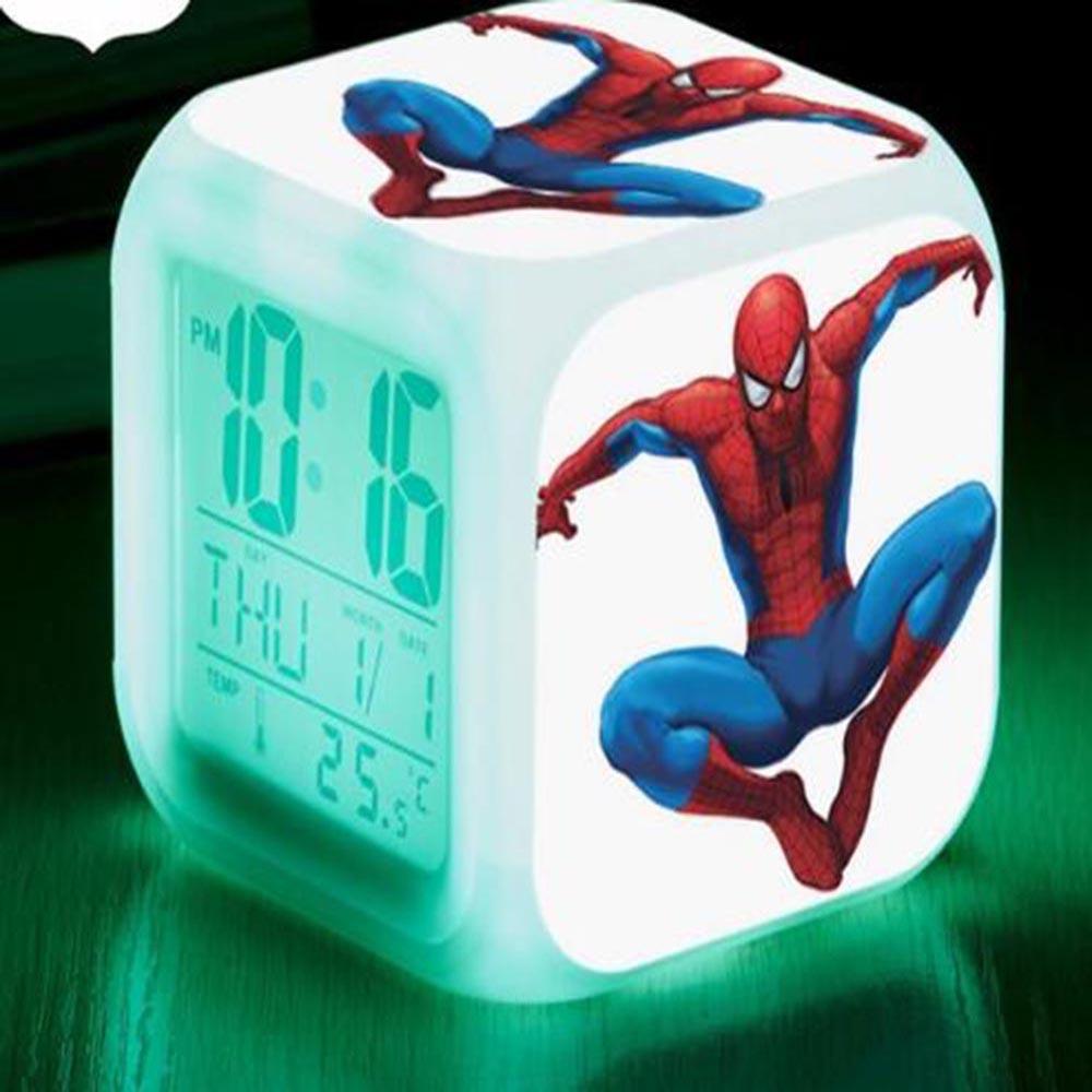 Spiderman Alarm Clock For Kids Changing Spider Man 7 Colors LED Alarm Clock Lovely B102 - Lusy Store