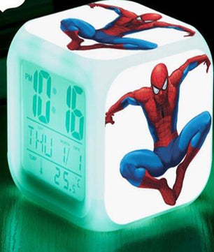 Spiderman Alarm Clock For Kids Changing Spider Man 7 Colors LED Alarm Clock Lovely B102 - Lusy Store