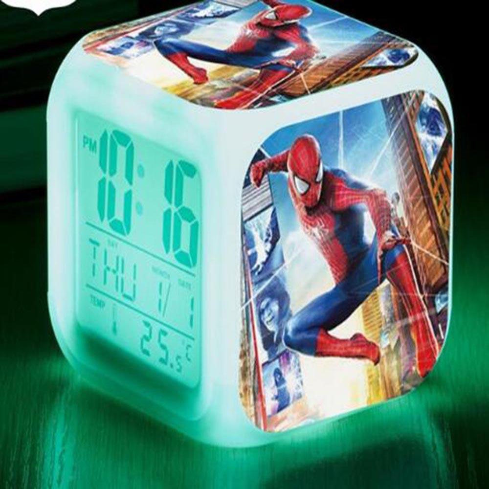 Spiderman Alarm Clock For Kids Changing Spider Man 7 Colors LED Alarm Clock Lovely B102 - Lusy Store