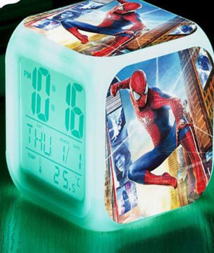 Spiderman Alarm Clock For Kids Changing Spider Man 7 Colors LED Alarm Clock Lovely B102 - Lusy Store
