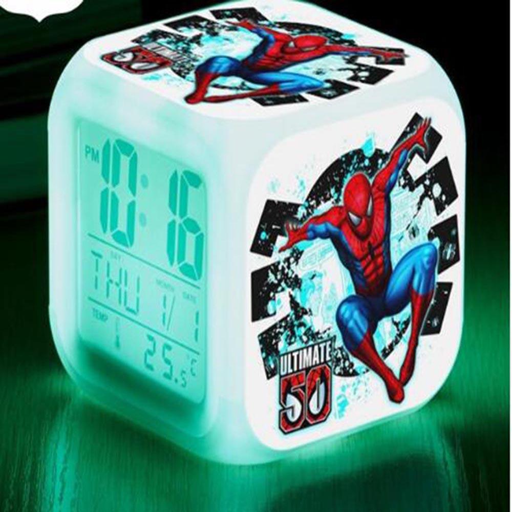 Spiderman Alarm Clock For Kids Changing Spider Man 7 Colors LED Alarm Clock Lovely B102 - Lusy Store
