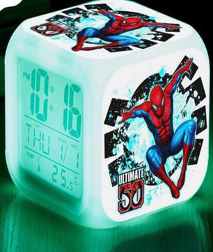 Spiderman Alarm Clock For Kids Changing Spider Man 7 Colors LED Alarm Clock Lovely B102 - Lusy Store
