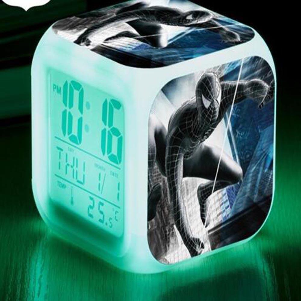 Spiderman Alarm Clock For Kids Changing Spider Man 7 Colors LED Alarm Clock Lovely B102 - Lusy Store