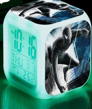 Spiderman Alarm Clock For Kids Changing Spider Man 7 Colors LED Alarm Clock Lovely B102 - Lusy Store