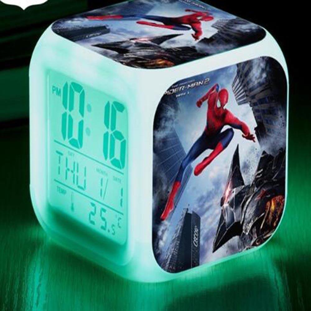 Spiderman Alarm Clock For Kids Changing Spider Man 7 Colors LED Alarm Clock Lovely B102 - Lusy Store