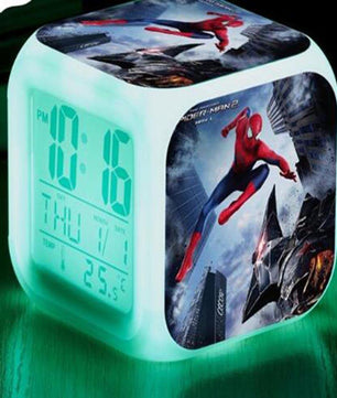 Spiderman Alarm Clock For Kids Changing Spider Man 7 Colors LED Alarm Clock Lovely B102 - Lusy Store