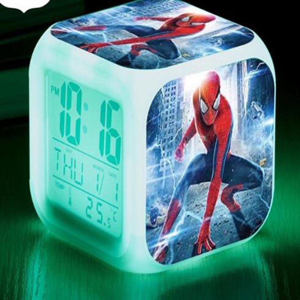 Spiderman Alarm Clock For Kids Changing Spider Man 7 Colors LED Alarm Clock Lovely B102 - Lusy Store