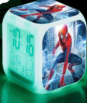 Spiderman Alarm Clock For Kids Changing Spider Man 7 Colors LED Alarm Clock Lovely B102 - Lusy Store