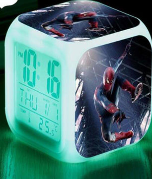 Spiderman Alarm Clock For Kids Changing Spider Man 7 Colors LED Alarm Clock Lovely B103 - Lusy Store