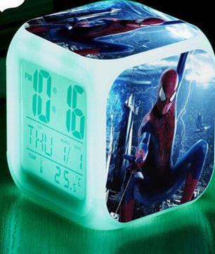 Spiderman Alarm Clock For Kids Changing Spider Man 7 Colors LED Alarm Clock Lovely B103 - Lusy Store