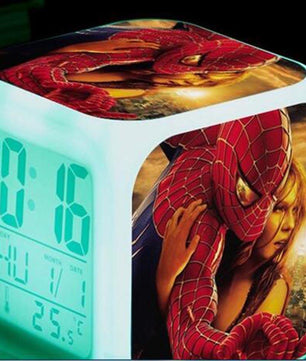 Spiderman Alarm Clock For Kids Changing Spider Man 7 Colors LED Alarm Clock Lovely B103 - Lusy Store