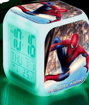 Spiderman Alarm Clock For Kids Changing Spider Man 7 Colors LED Alarm Clock Lovely B103 - Lusy Store
