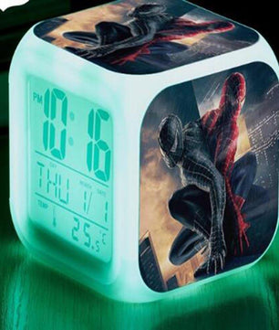 Spiderman Alarm Clock For Kids Changing Spider Man 7 Colors LED Alarm Clock Lovely B103 - Lusy Store