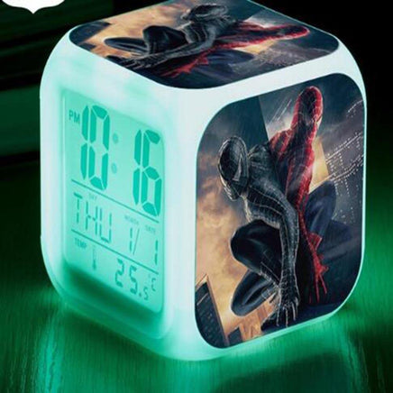 Spiderman Alarm Clock For Kids Changing Spider Man 7 Colors LED Alarm Clock Lovely B103 - Lusy Store