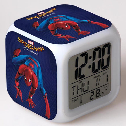 Spiderman Alarm Clock For Kids Changing Spider Man 7 Colors LED Alarm Clock Lovely Wake Up - Lusy Store