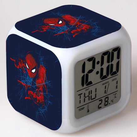 Spiderman Alarm Clock For Kids Changing Spider Man 7 Colors LED Alarm Clock Lovely Wake Up - Lusy Store