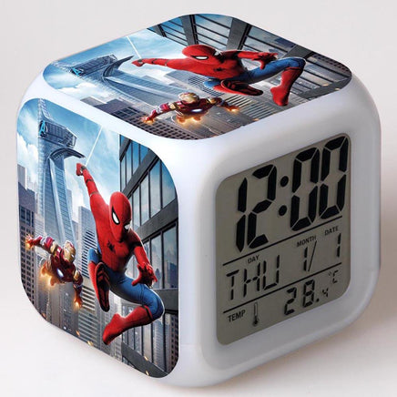 Spiderman Alarm Clock For Kids Changing Spider Man 7 Colors LED Alarm Clock Lovely Wake Up - Lusy Store