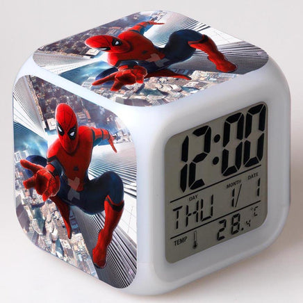 Spiderman Alarm Clock For Kids Changing Spider Man 7 Colors LED Alarm Clock Lovely Wake Up - Lusy Store