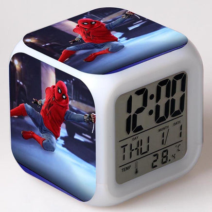 Spiderman Alarm Clock For Kids Changing Spider Man 7 Colors LED Alarm Clock Lovely Wake Up - Lusy Store