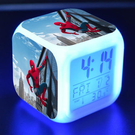 Spiderman Alarm Clock For Kids Changing Spider Man 7 Colors LED Alarm Clock Lovely Wake Up - Lusy Store